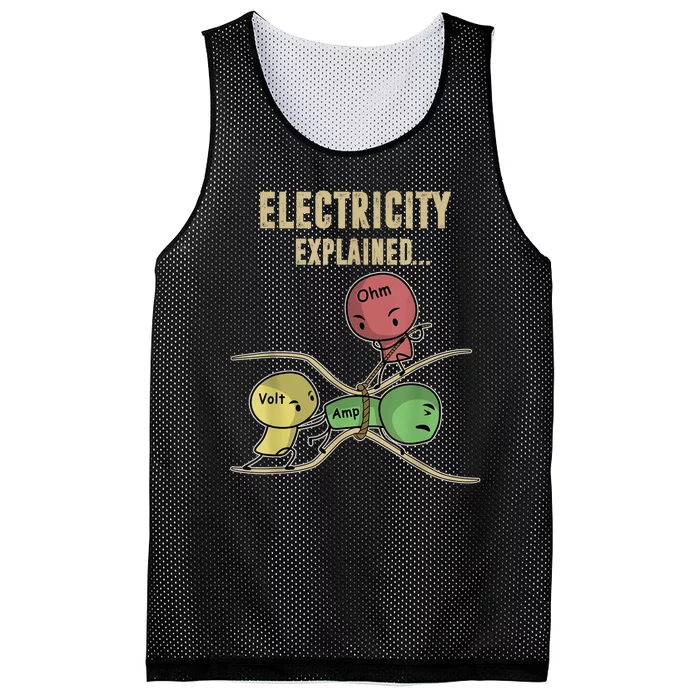 Funny Electricity Explained Ohm Law Graphics Design Gift Mesh Reversible Basketball Jersey Tank