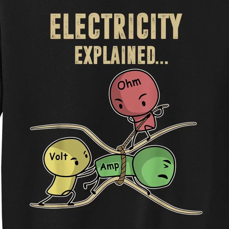 Funny Electricity Explained Ohm Law Graphics Design Gift Tall Sweatshirt