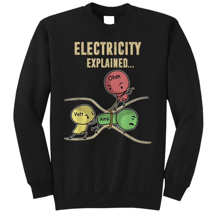 Funny Electricity Explained Ohm Law Graphics Design Gift Tall Sweatshirt