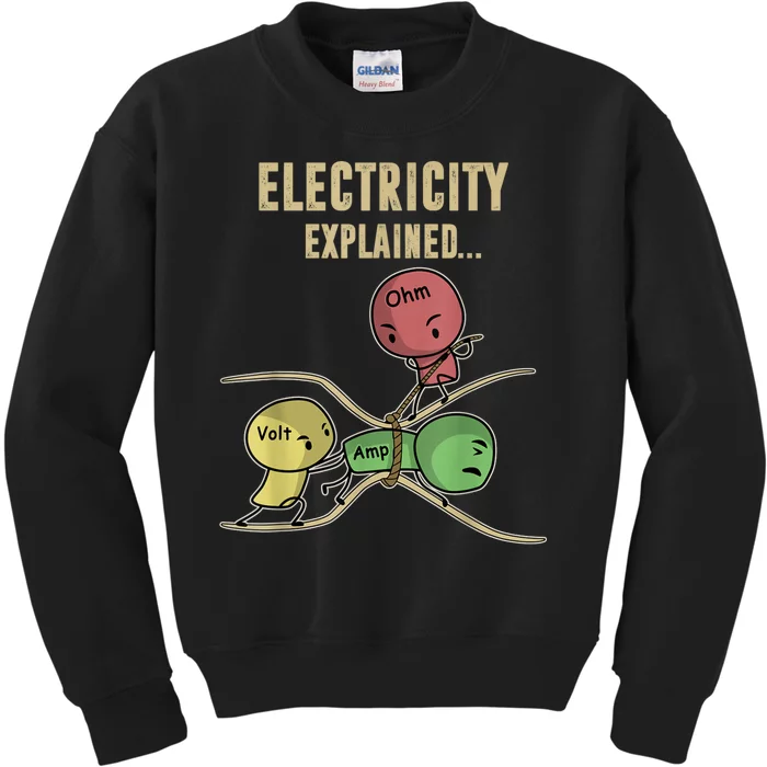 Funny Electricity Explained Ohm Law Graphics Design Gift Kids Sweatshirt