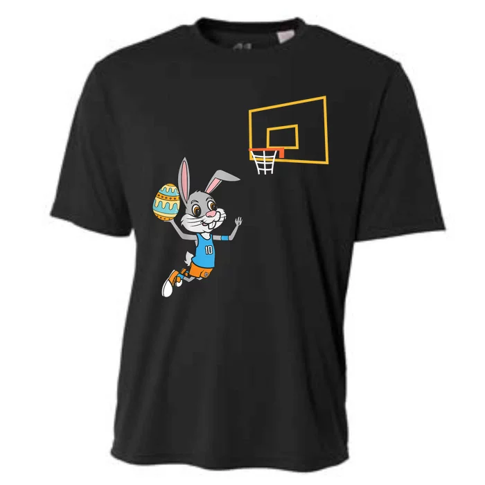 Funny Easter Egg Bunny Dunk Basketball Game Easter Cooling Performance Crew T-Shirt