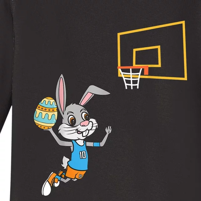 Funny Easter Egg Bunny Dunk Basketball Game Easter Baby Long Sleeve Bodysuit