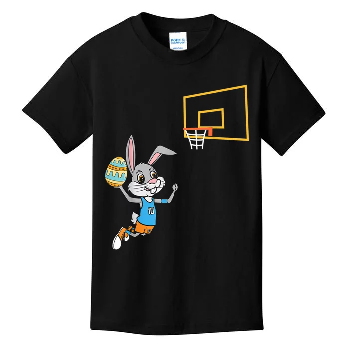 Funny Easter Egg Bunny Dunk Basketball Game Easter Kids T-Shirt