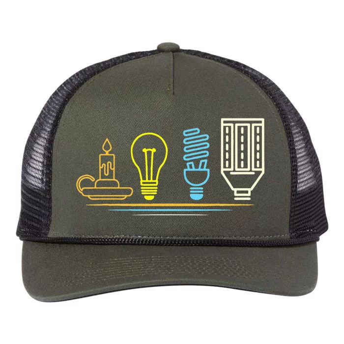 Funny Electrician Engineer Light Bulb Electricity Retro Rope Trucker Hat Cap