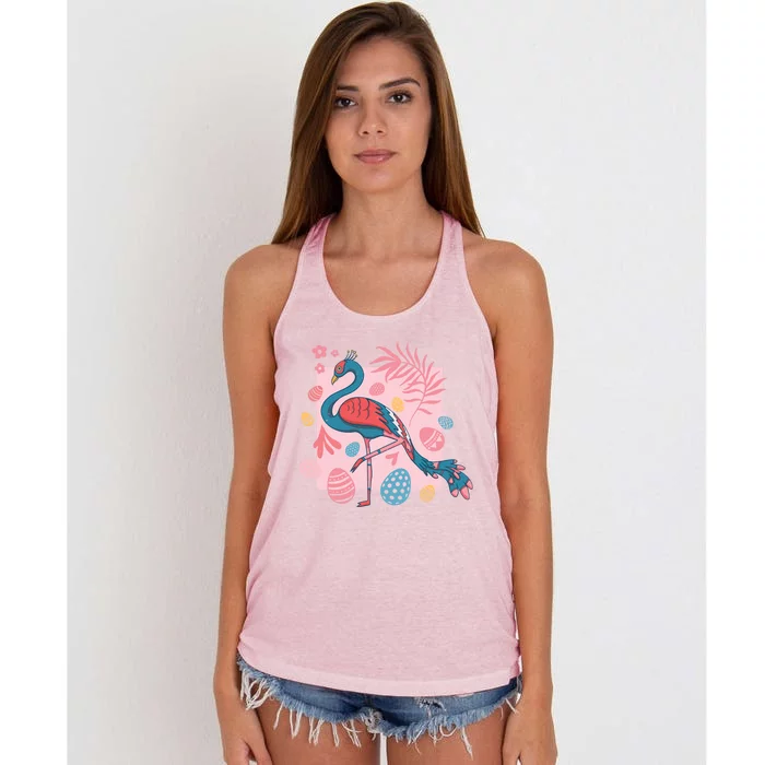 Flamingo Easter Eggs Great Gift Women's Knotted Racerback Tank