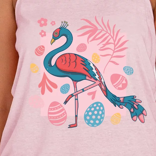 Flamingo Easter Eggs Great Gift Women's Knotted Racerback Tank