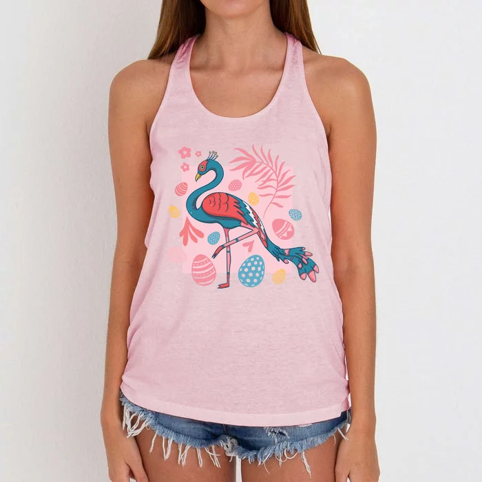 Flamingo Easter Eggs Great Gift Women's Knotted Racerback Tank