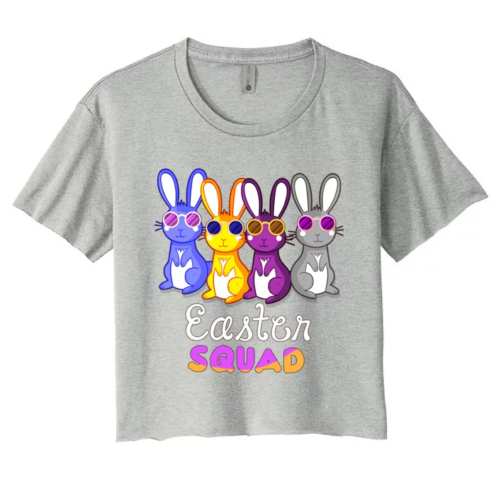 Funny Easter Egg Hunt Bunny Squad Rabbit Gift Women's Crop Top Tee