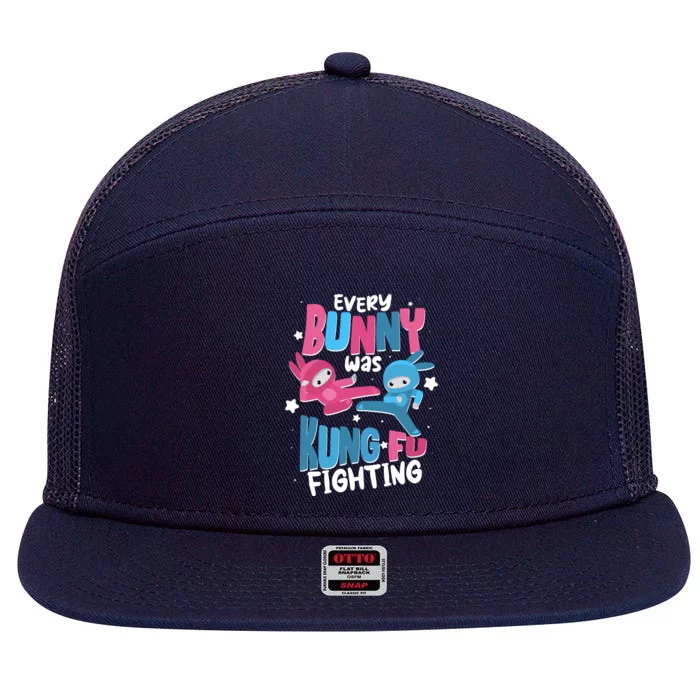 Funny Easter Every Bunny Was Kung Fu Fighting 7 Panel Mesh Trucker Snapback Hat