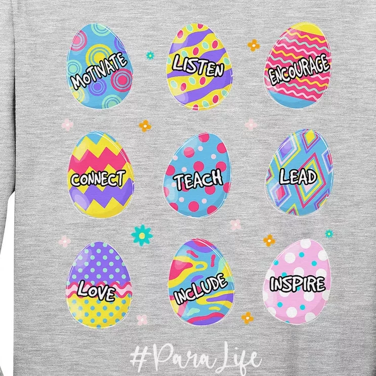 Funny Easter Eggs Para Life Teach Love Inspire Christians Tall Long Sleeve T-Shirt