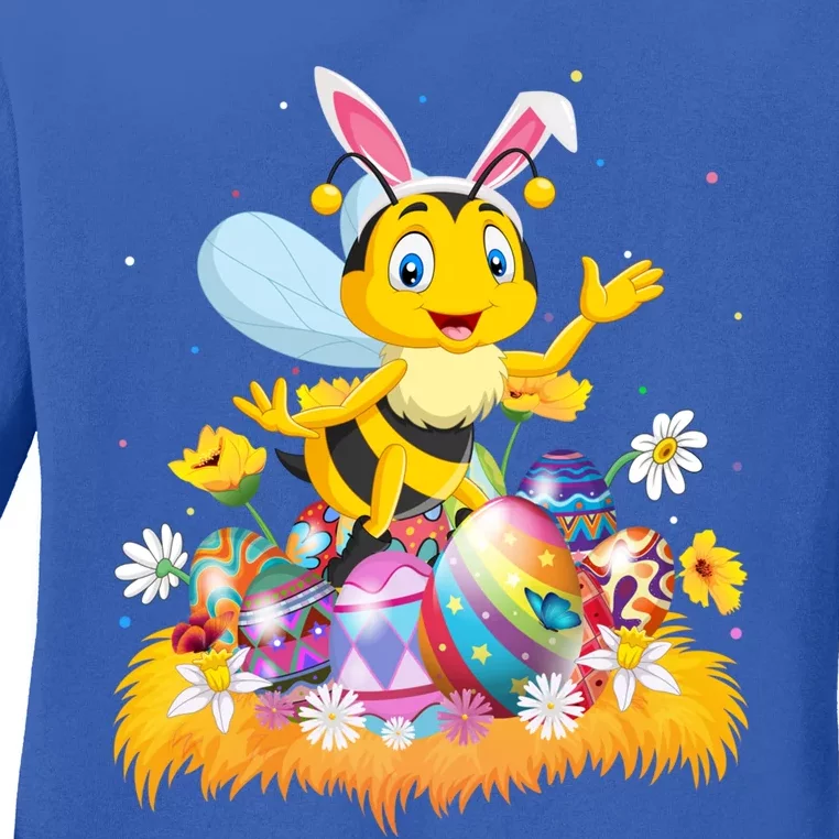 Funny Easter Egg Lover Cute Bee Easter Sunday Cute Gift Ladies Long Sleeve Shirt