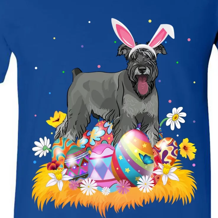 Funny Easter Egg Lover Miniature Schnauzer Dog Easter Sunday Gift V-Neck T-Shirt