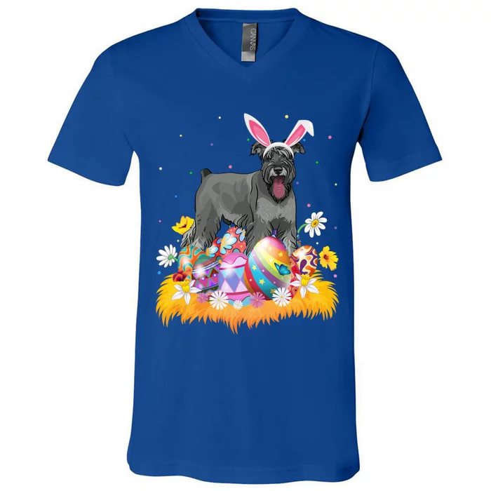 Funny Easter Egg Lover Miniature Schnauzer Dog Easter Sunday Gift V-Neck T-Shirt