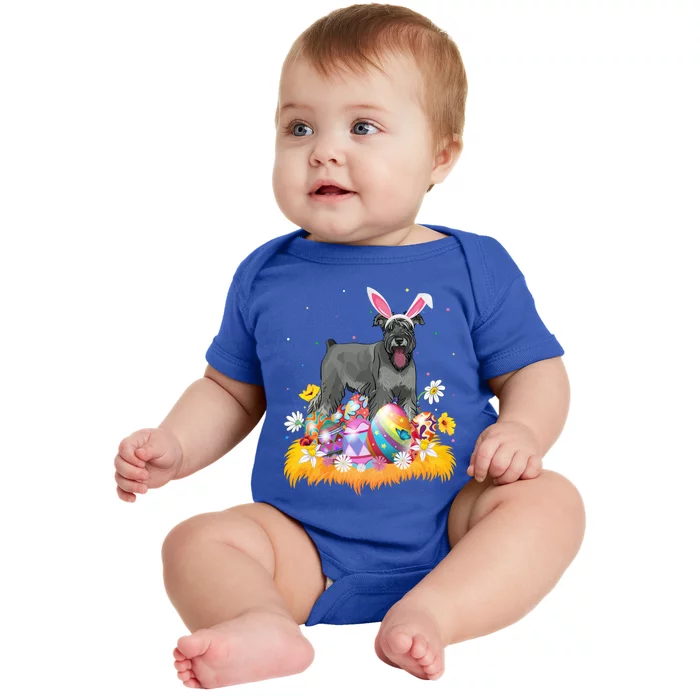 Funny Easter Egg Lover Miniature Schnauzer Dog Easter Sunday Gift Baby Bodysuit