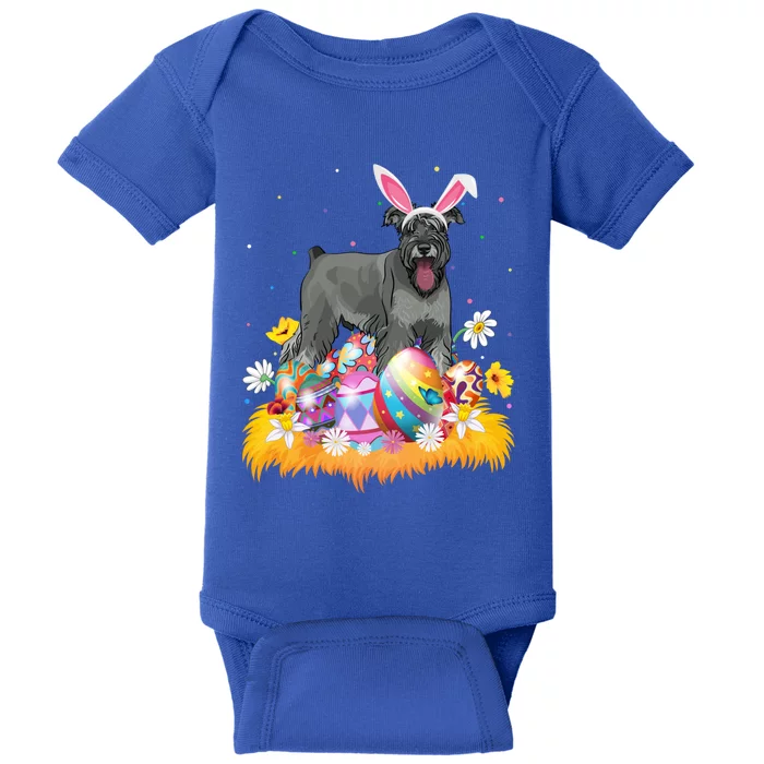 Funny Easter Egg Lover Miniature Schnauzer Dog Easter Sunday Gift Baby Bodysuit