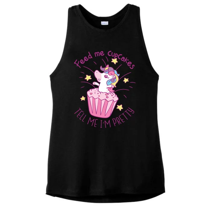 Feed Me Cupcakes Tell Me I'm Pretty Ladies Tri-Blend Wicking Tank