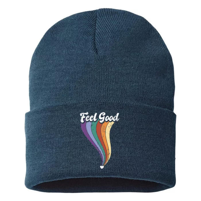 Feel Good Retro Vintage Rainbow Sustainable Knit Beanie