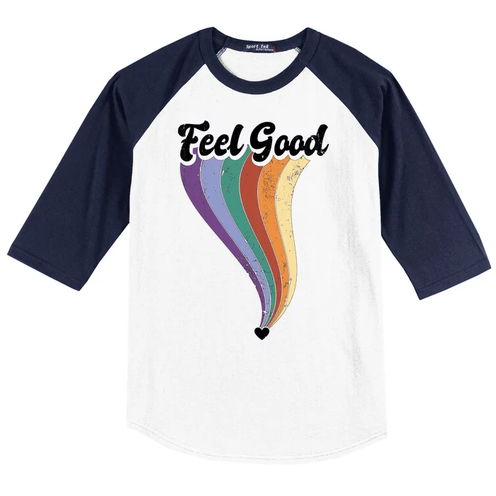 Feel Good Retro Vintage Rainbow Baseball Sleeve Shirt