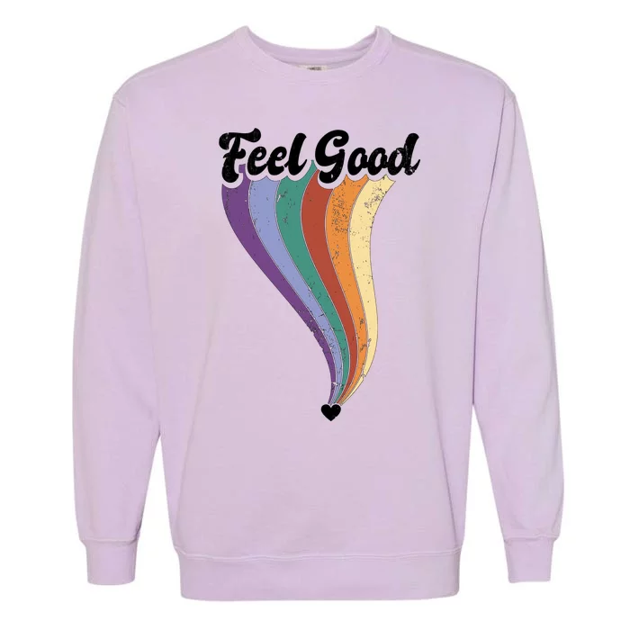 Feel Good Retro Vintage Rainbow Garment-Dyed Sweatshirt