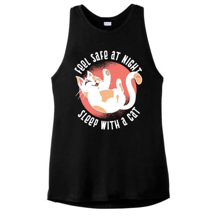 Feel Safe At Night Sleep With A Cat Ladies Tri-Blend Wicking Tank