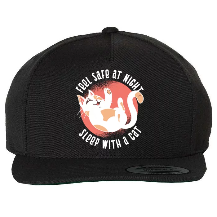 Feel Safe At Night Sleep With A Cat Wool Snapback Cap