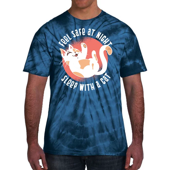 Feel Safe At Night Sleep With A Cat Tie-Dye T-Shirt