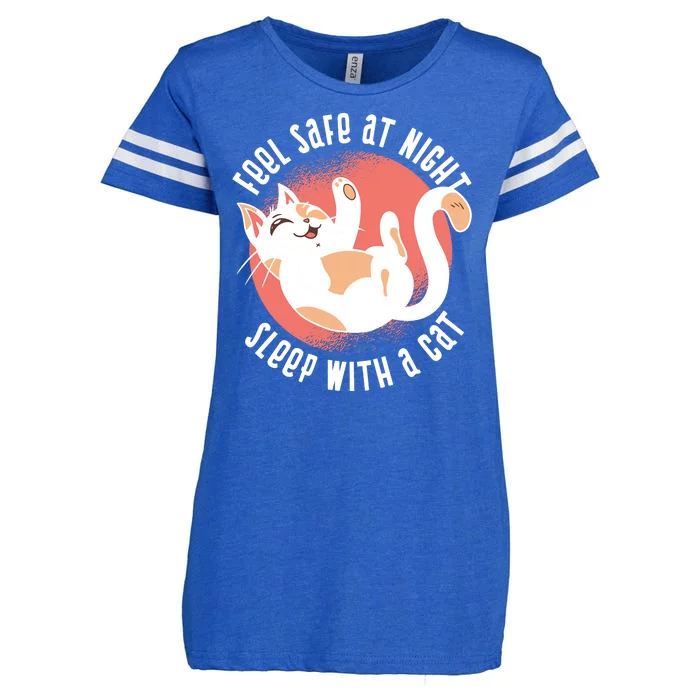 Feel Safe At Night Sleep With A Cat Enza Ladies Jersey Football T-Shirt