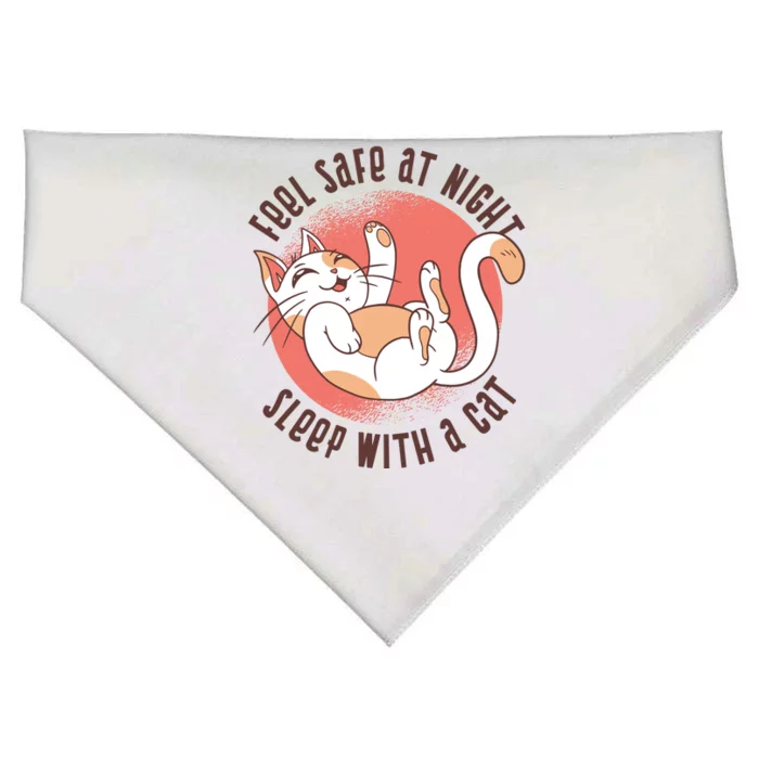 Feel Safe At Night Sleep With A Cat USA-Made Doggie Bandana