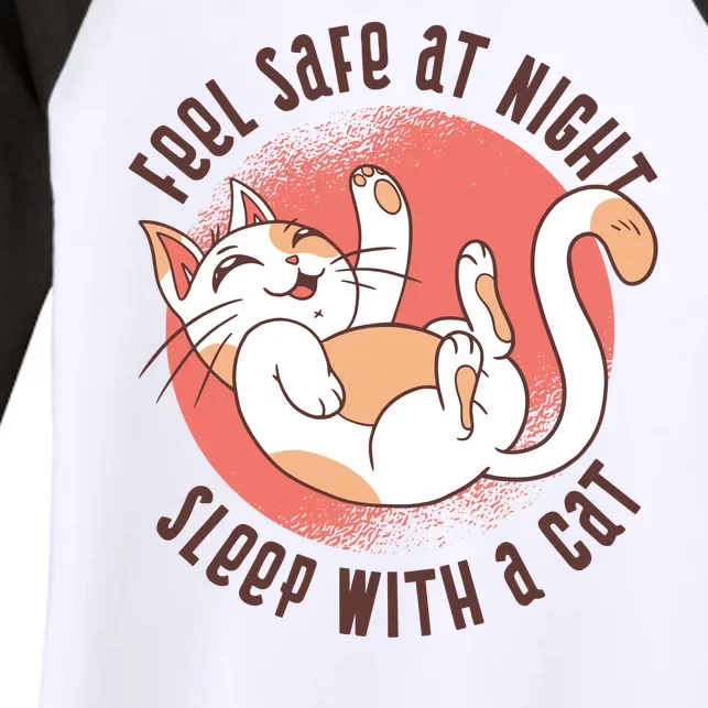 Feel Safe At Night Sleep With A Cat Women's Tri-Blend 3/4-Sleeve Raglan Shirt