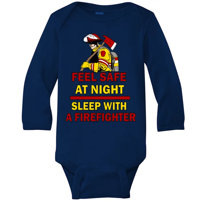 Feel Safe At Night Sleep With A Firefighter Baby Long Sleeve Bodysuit