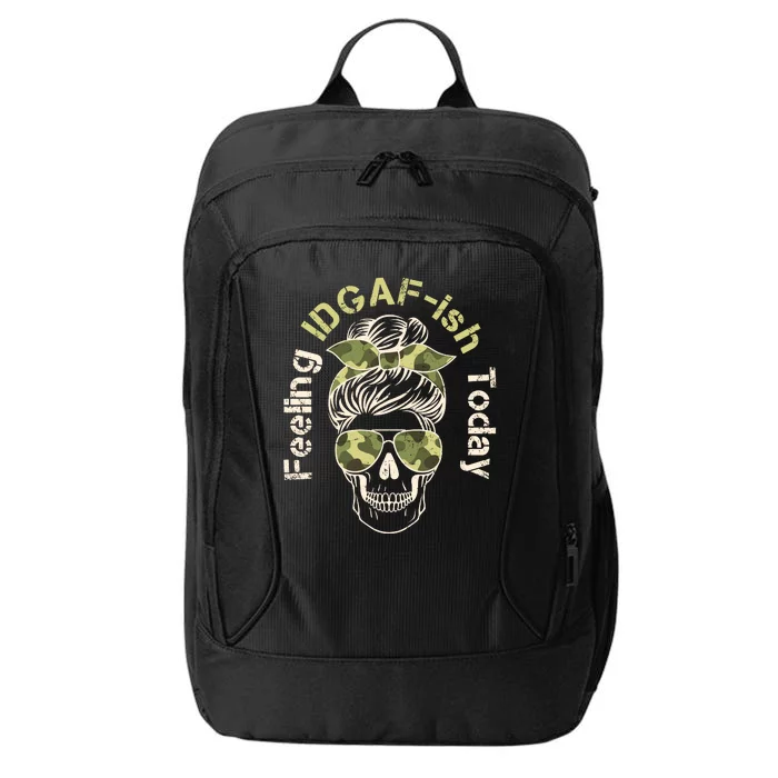 Feeling IDGAF-ish Today Army Print Hair Bun Skull City Backpack