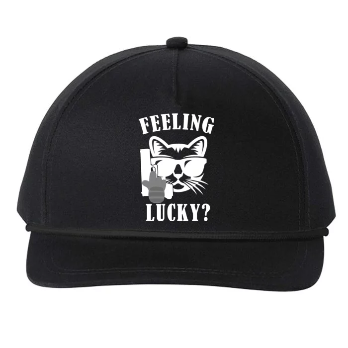 Feeling Luck Cat With Pistol Gun Snapback Five-Panel Rope Hat