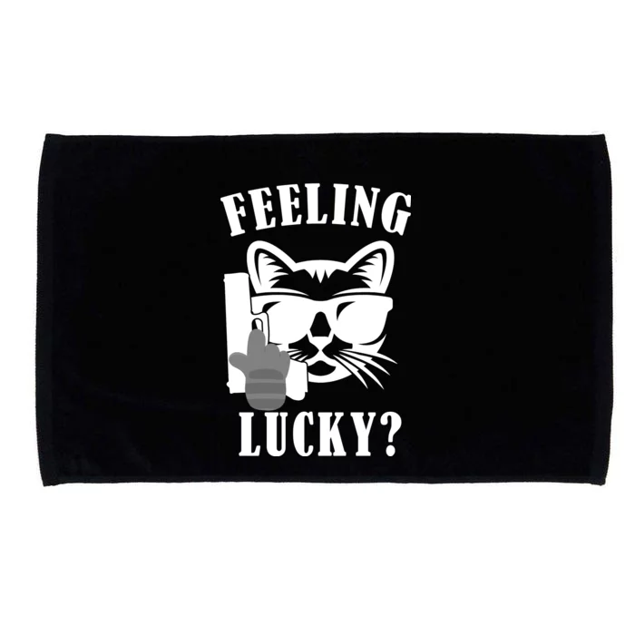 Feeling Luck Cat With Pistol Gun Microfiber Hand Towel