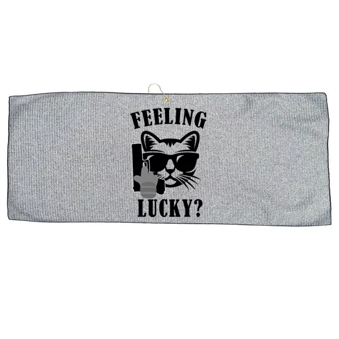 Feeling Luck Cat With Pistol Gun Large Microfiber Waffle Golf Towel