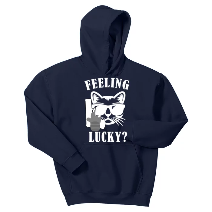 Feeling Luck Cat With Pistol Gun Kids Hoodie