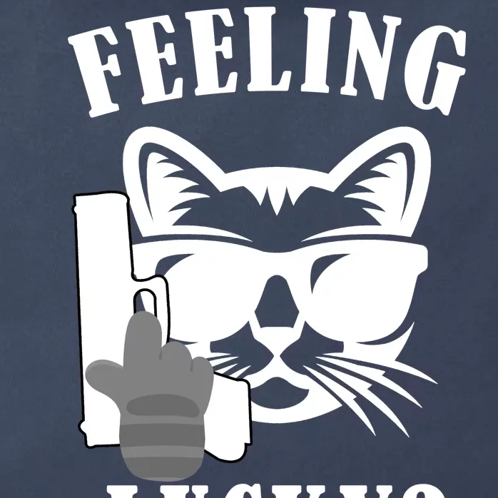 Feeling Luck Cat With Pistol Gun Zip Tote Bag