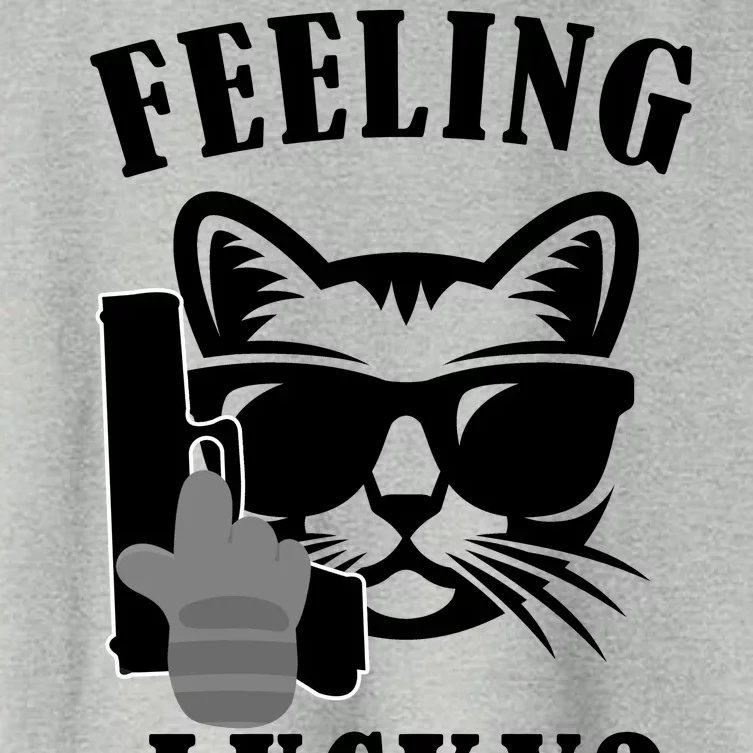 Feeling Luck Cat With Pistol Gun Women's Crop Top Tee