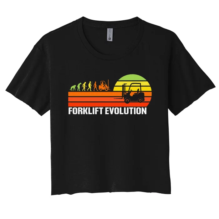 Forklift Evolution Funny Forklift Driver Operator Women's Crop Top Tee