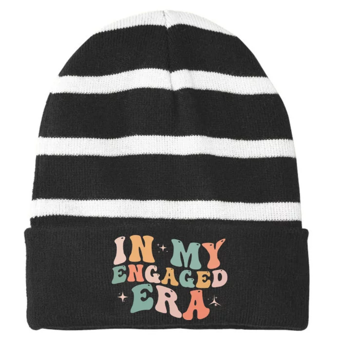 Funny Engagement Fiance In My Engaged Era Bachelorette Party Striped Beanie with Solid Band