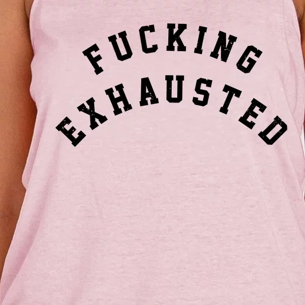 Fucking Exhausted Funny Humor Women's Knotted Racerback Tank