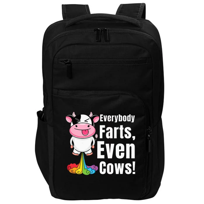 funny Everybody Farts Rainbow Farting Cow Impact Tech Backpack