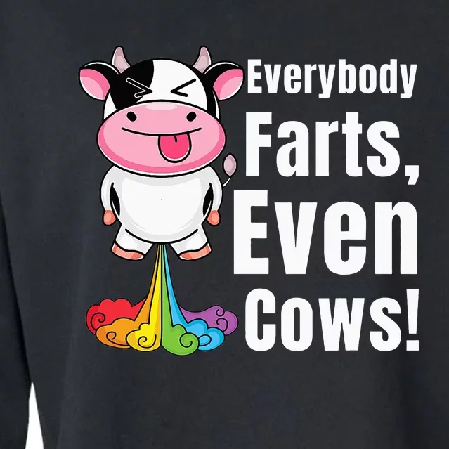 funny Everybody Farts Rainbow Farting Cow Cropped Pullover Crew