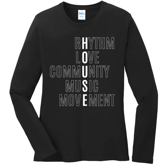 For EDM Fan Raver House Rhythm Love Music Ladies Long Sleeve Shirt