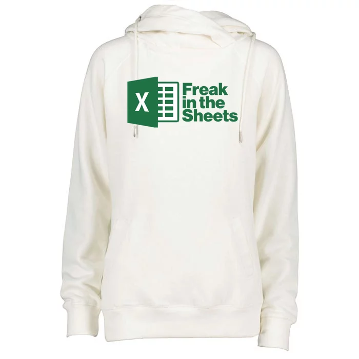 Funny Excel Freak In The Sheets Womens Funnel Neck Pullover Hood