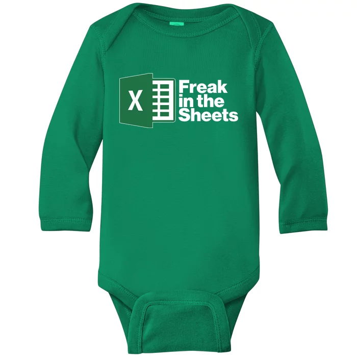 Funny Excel Freak In The Sheets Baby Long Sleeve Bodysuit