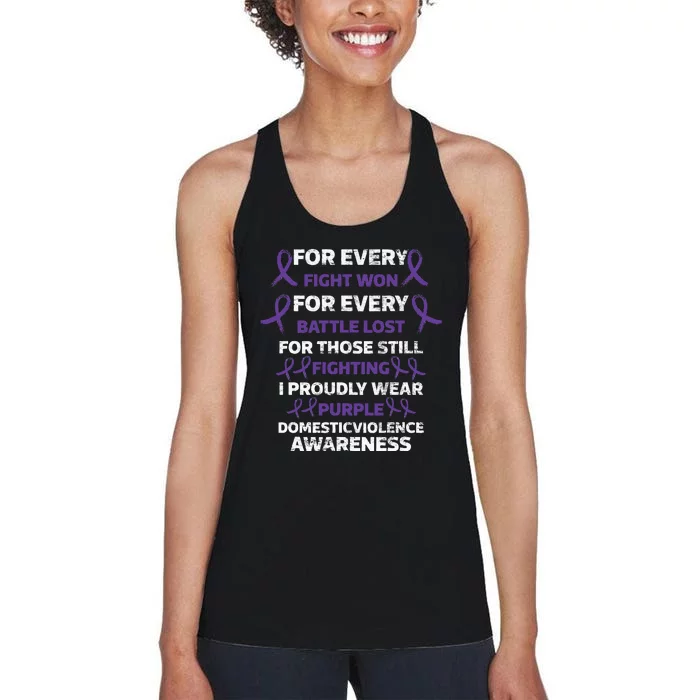 For Every Fight Won Domistic Violence Awareness Domestic V Women's Racerback Tank