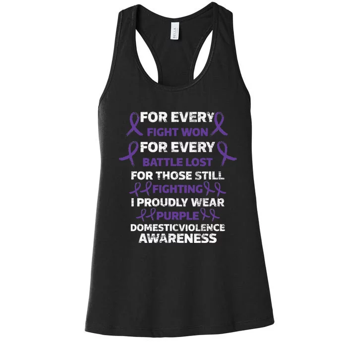 For Every Fight Won Domistic Violence Awareness Domestic V Women's Racerback Tank