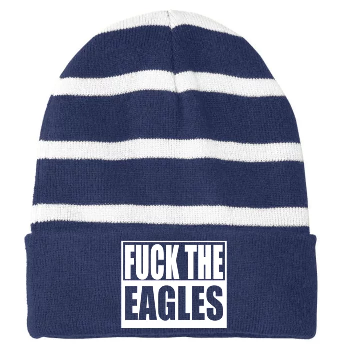 Fuck Eagles Striped Beanie with Solid Band