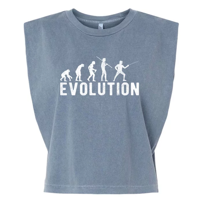 Fencing Evolution Funny Vintage Gift Garment-Dyed Women's Muscle Tee