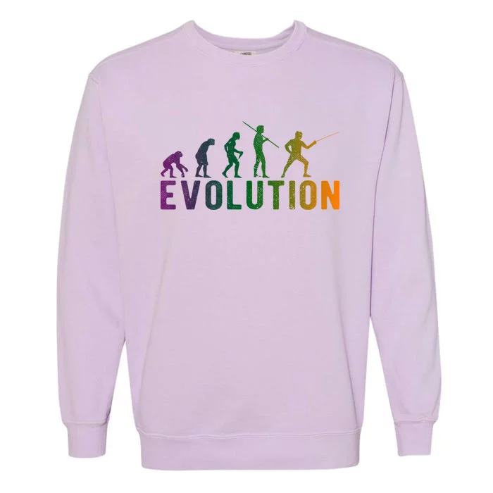 Fencing Evolution Funny Vintage Gift Garment-Dyed Sweatshirt